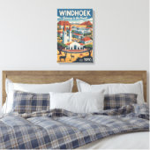 Windhoek Namibië Retro Reisposter Kunst Canvas Afdruk (Insitu (Slaapkamer))