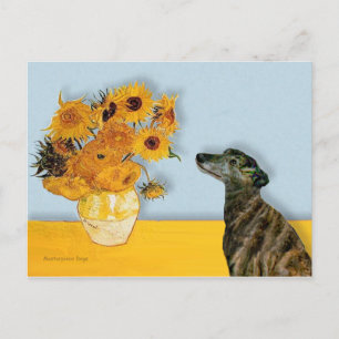 Windhond (br2) - Zonnebloemen Briefkaart