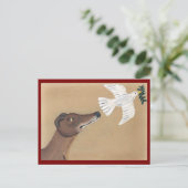 Windhond en Duif Briefkaart (Staand voorkant)