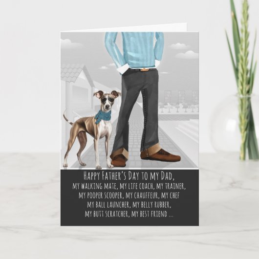 Windhond en papa grappige Vaderdag Feestdagen Kaart (Voorkant)