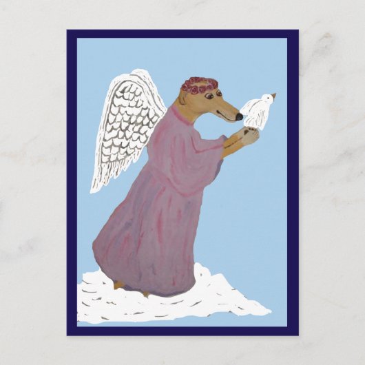 Windhond Engel met Witte Duif Briefkaart (Voorkant)