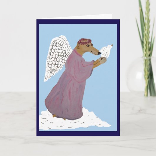 Windhond Engel met Witte Duif Kaart (Voorkant)