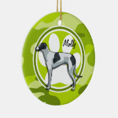 Windhond; felgroene camo, camouflage keramisch ornament (Rechts)