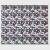 Windhond hardlopen in de sneeuw met kerst Pet Cadeaupapier (Vlak)