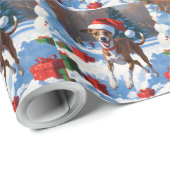 Windhond hardlopen in de sneeuw met kerst Pet Cadeaupapier (Rol Hoek)