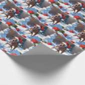 Windhond hardlopen in de sneeuw met kerst Pet Cadeaupapier (Hoek)