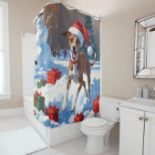 Windhond hardlopen in de sneeuw met kerst Pet Douchegordijn (In situ)
