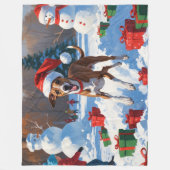 Windhond hardlopen in de sneeuw met kerst Pet Fleece Deken (Voorkant)