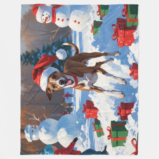 Windhond hardlopen in de sneeuw met kerst Pet Fleece Deken (Voorkant)