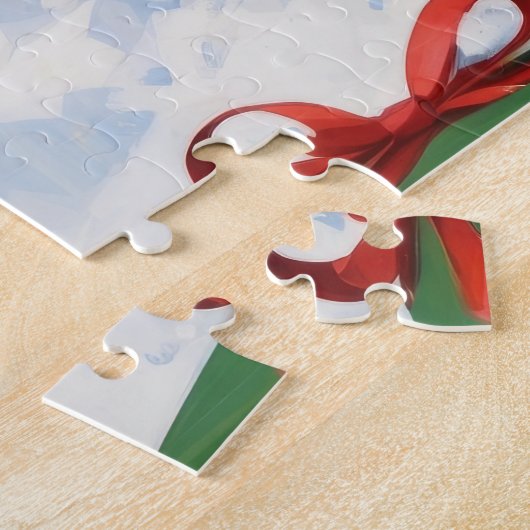 Windhond hardlopen in de sneeuw met kerst Pet Legpuzzel (Zijkant)