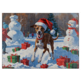 Windhond hardlopen in de sneeuw met kerst Pet Snijplank (Voorkant)