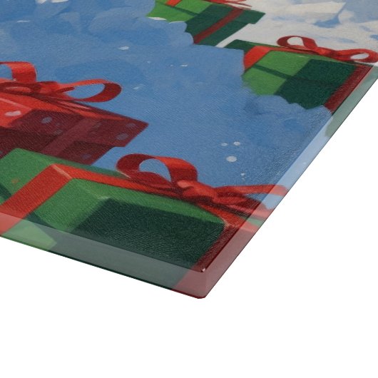 Windhond hardlopen in de sneeuw met kerst Pet Snijplank (Hoek)