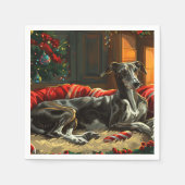 Windhond Kerstfeest Festief Servet (Voorkant)