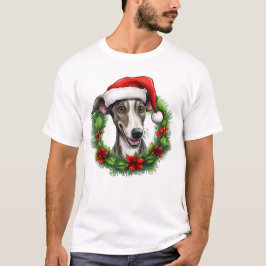 Windhond kerstkrans t-shirt