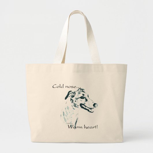 windhond koude neus warm hart grote tote bag (Voorkant)