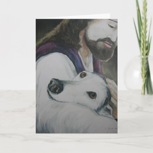Windhond met Jesus Dog Art Wenskaart Kaart (Voorkant)