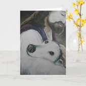 Windhond met Jesus Dog Art Wenskaart Kaart (Gele Bloem)