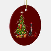 windhond met kerstmis met Pet Keramisch Ornament (Rechts)