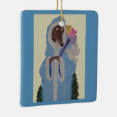 Windhond met witte duif keramisch ornament (Rechts)