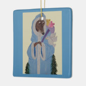Windhond met witte duif keramisch ornament (Links)
