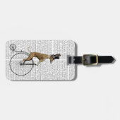 Windhond op zwarte Penny Farthing-fiets Bagagelabel (Voorkant horizontaal)