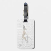 Windhond op zwarte Penny Farthing-fiets Bagagelabel (Achterkant verticaal)