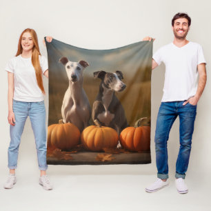 Windhond Puppy Herfst Plezier Pompoen Fleece Deken