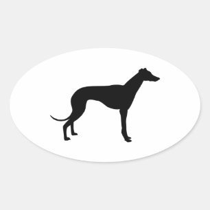 Windhond Silhouet Ovale Sticker