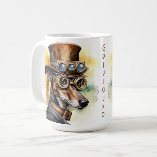 Windhond Steampunk Hond Koffiemok (Voorkant links)