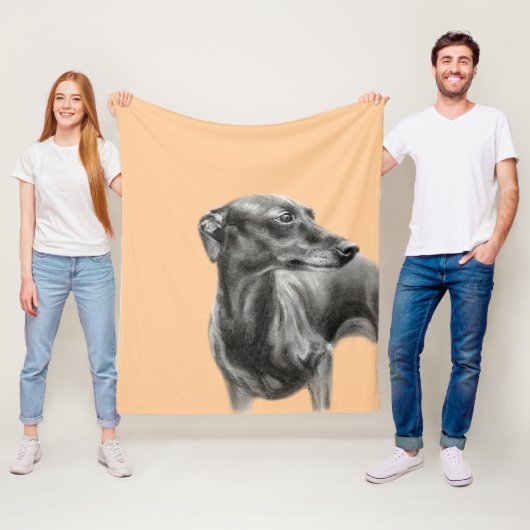 Windhondhoutskooltekening Fleece Deken (In situ)