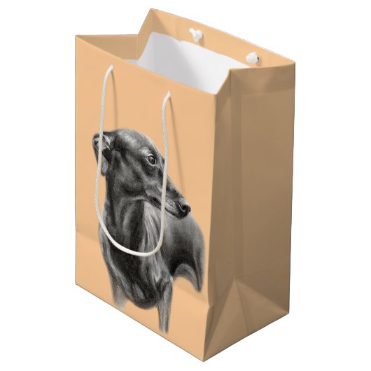 Windhondhoutskooltekening Medium Cadeauzakje (Voorkant Gekanteld)