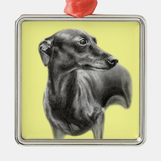 Windhondhoutskooltekening Metalen Ornament (Voorkant)