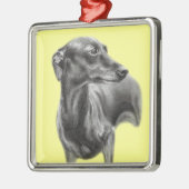 Windhondhoutskooltekening Metalen Ornament (Links)