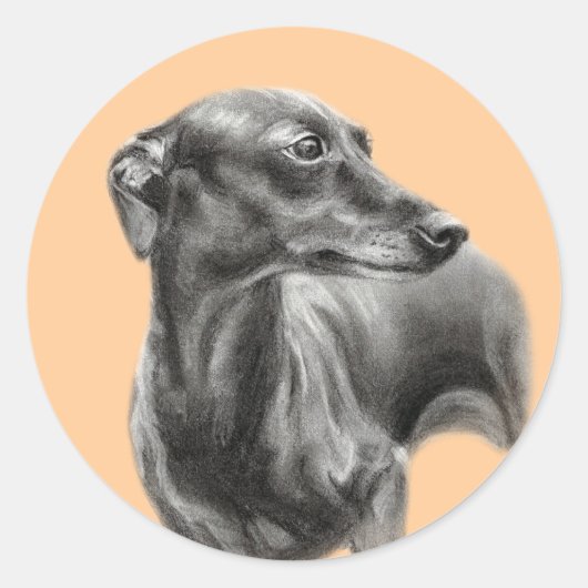 Windhondhoutskooltekening Ronde Sticker (Voorkant)