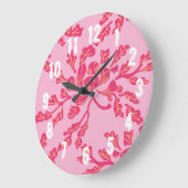 Winding Peony Woodcut in Pink and Orange Grote Klok (Hoek)