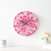 Winding Peony Woodcut in Pink and Orange Grote Klok (Huis)