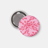 Winding Peony Woodcut in Pink and Orange Magnet (Voorkant / Achterkant)