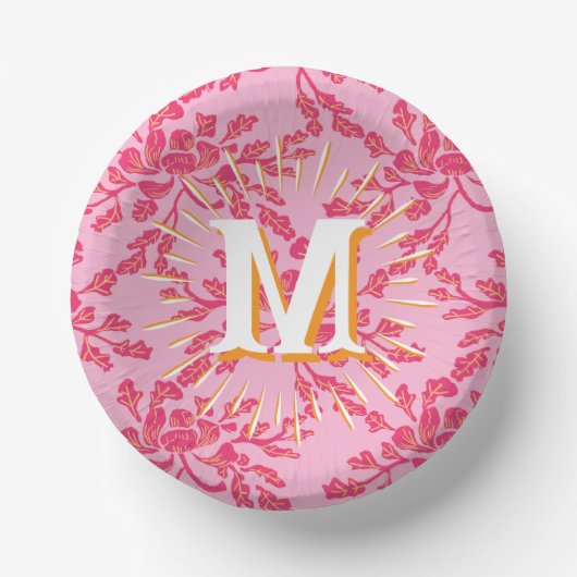 Winding Peony Woodcut Pink + Orange Personalized Papieren Kommen (Voorkant)