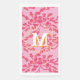 Winding Peony Woodcut Pink + Orange Personalized Servet