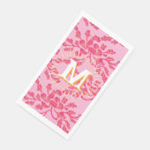 Winding Peony Woodcut Pink + Orange Personalized Servet (Hoek)