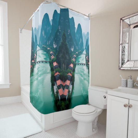 Winding River Dreamscape - Schilderachtig Uitzicht Douchegordijn (In situ)