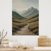 Winding River Valley a Peaceful Mountain Landscape Poster (Keuken)
