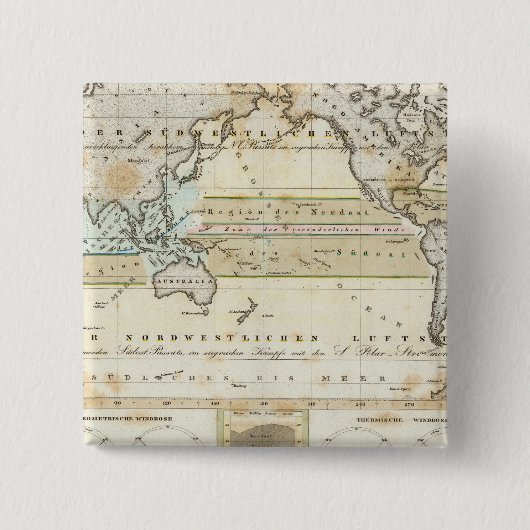 Windkaart van de aarde vierkante button 5,1 cm (Voorkant)