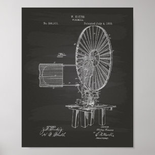 Windmill 1893 Patent Art Chalkboard Poster