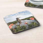 Windmill and flowers in Holland coaster Bier Onderzetter (Linkerzijde)