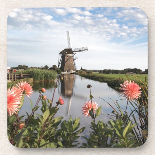 Windmill and flowers in Holland coaster Bier Onderzetter (Voorkant)