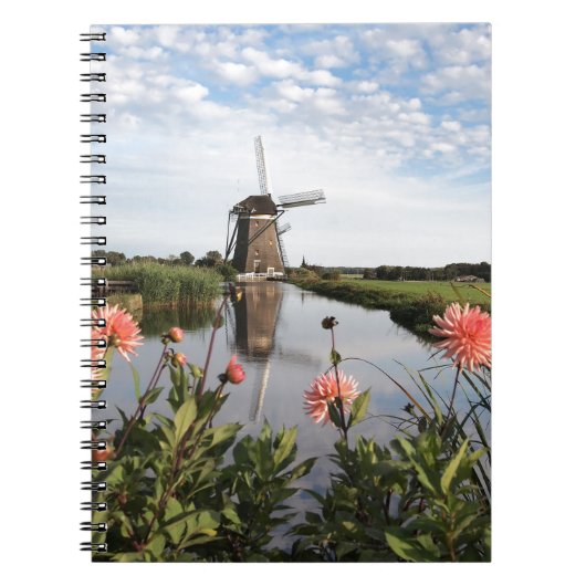 Windmill and flowers in Holland notebook Notitieboek (Voorkant)