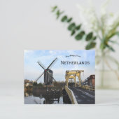 Windmill and Leiden Windmill Bridge Netherlands Briefkaart (Staand voorkant)