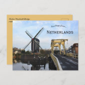 Windmill and Leiden Windmill Bridge Netherlands Briefkaart (Voorkant / Achterkant)