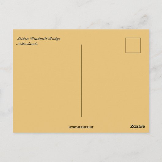 Windmill and Leiden Windmill Bridge Netherlands Briefkaart (Achterkant)